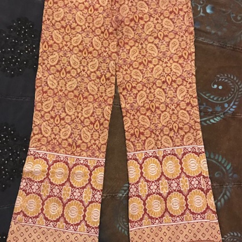 Silk Brocade Fringed Pants